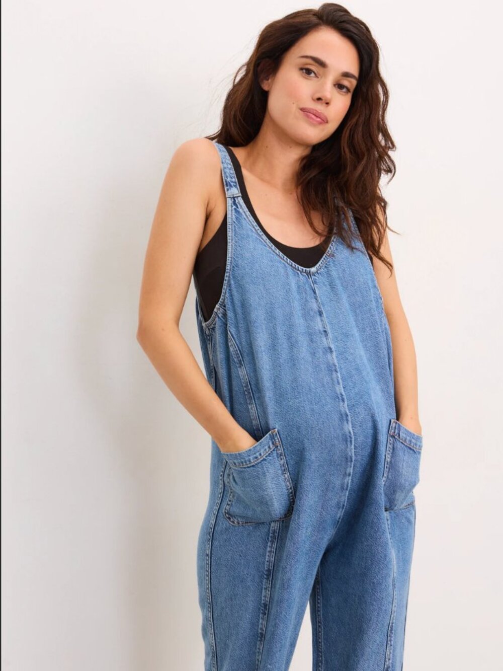Hatch Drapey Denim Nora Maternirty Jumpsuit size 2 (M/6-8)